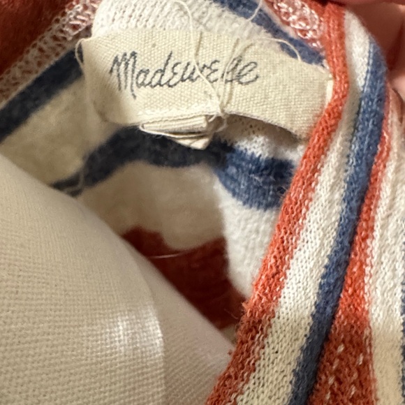 Madewell Casual Striped Short Sleeve Sweater Tee - Red, Blue, and White - Picture 2 of 6